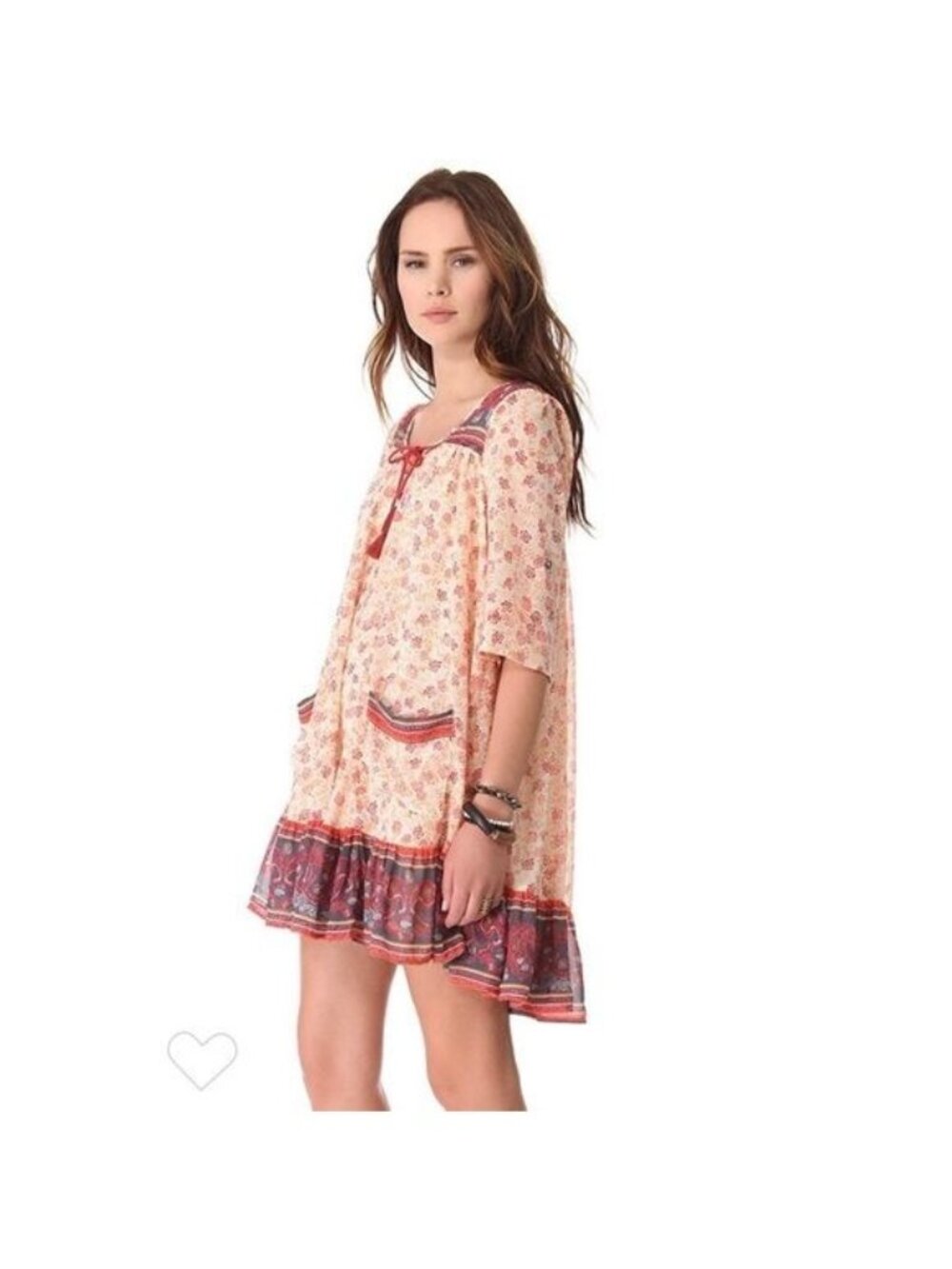 Free People Babydoll Swing Boho Floral Print Tunic Dress Womens Small